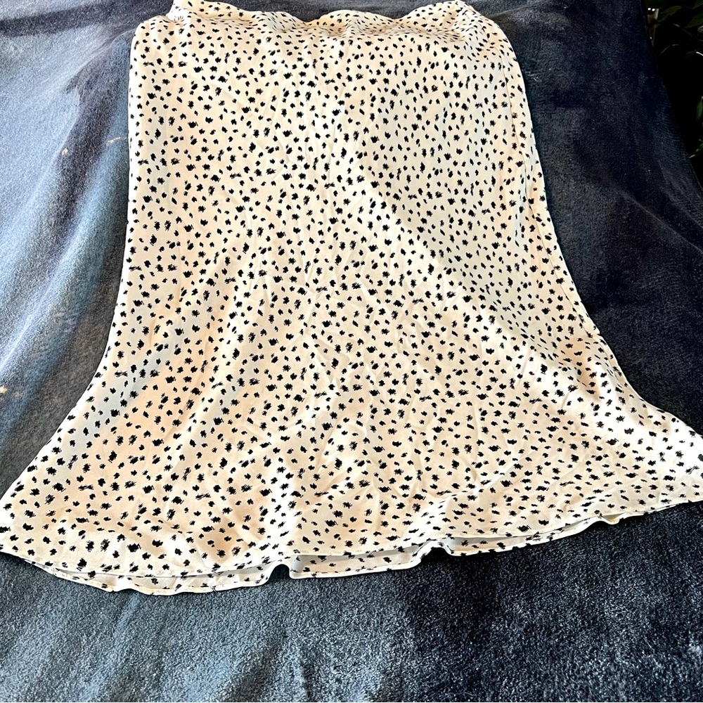 Elegant Cream and Black Polka Dot Skirt